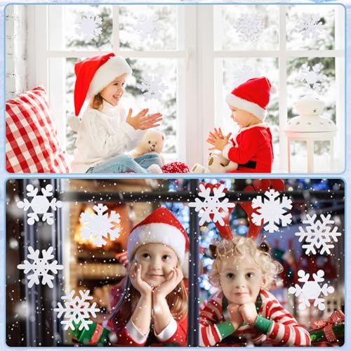 MixTeach 180 peças recortes de floco de neve de papel com glitter, formas de flocos de neve, corte d