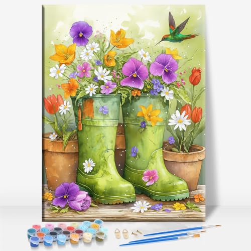 Aeontinity INTO The Garden I GO to Lose My Mind and FIND My Soul Slang Framed Canvas DIY Paint by Numbers Kit Bar Cafe Cave Home Room Wall Bathroom Porch Patio Decor Gift, 16 x 12 Inch