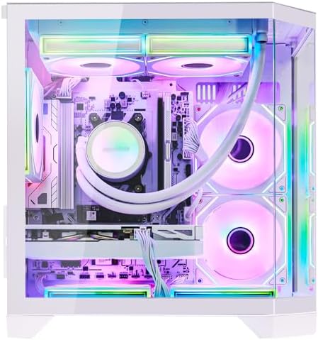 AI Gaming PC Desktop, Radeon RX 9060 XT 16GB, AMD Ryzen 7 7800X3D, 32GB DDR5 RAM, 1TB PCIe + 2TB SATA SSD, 240mm AIO & ARGB Software Fan Light Control, 850W PSU, Win 11 Prebuilt Computer, White — view 5