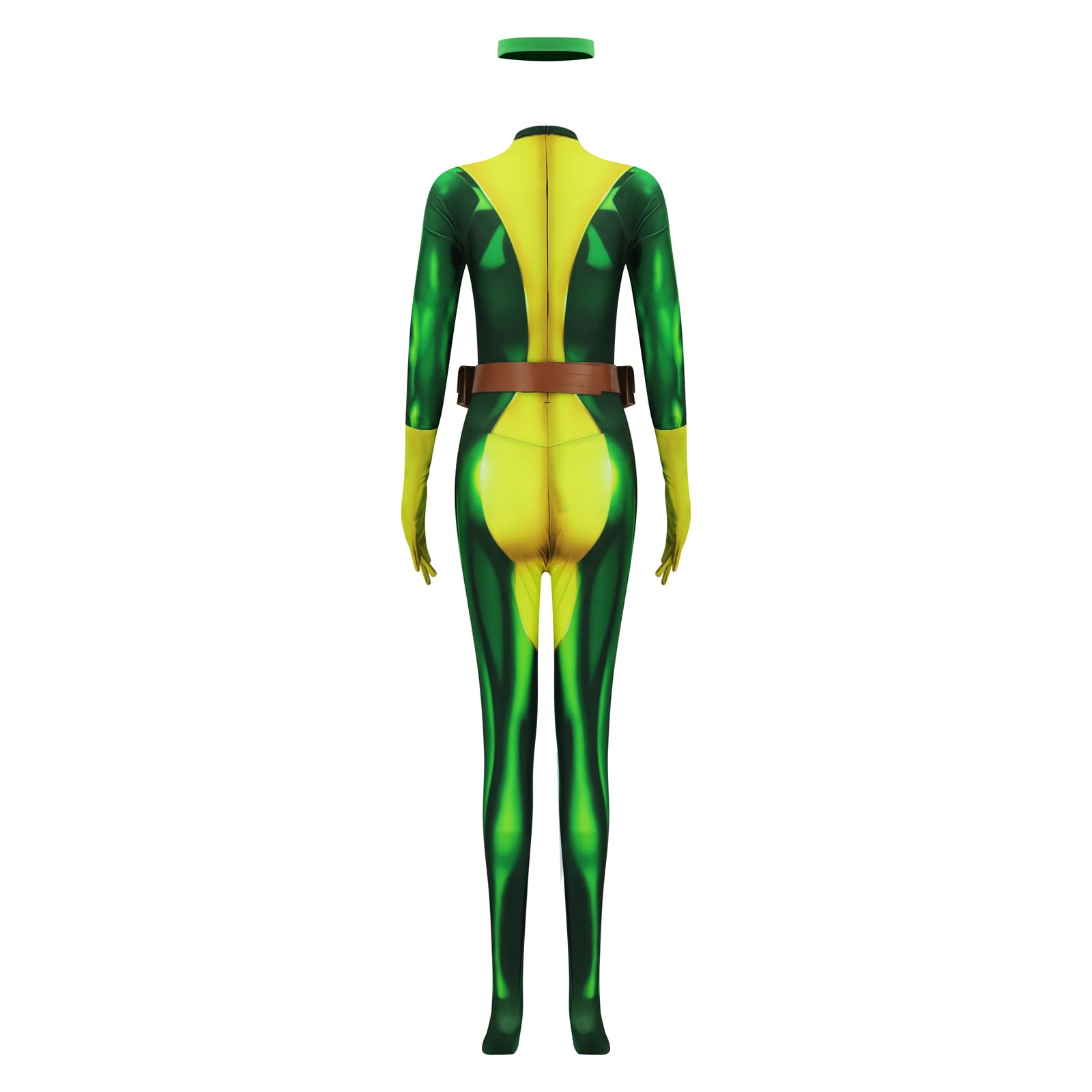 Rogue - Disfraz de superhéroe Rogue verde para mujer, overol de pícaro Zentai para adultos, trajes de Halloween