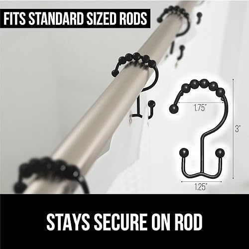 Miniatura 6 de Gorilla Grip - Juego de 12 ganchos para cortina de regadera, para colocar la cortina de baño y el forro, anillos de metal que se deslizan fácilmente