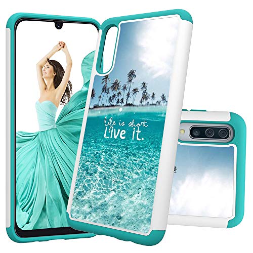 Galaxy A50 Case, DOOGE Studded Rhinestone Crystal Bling Diamond Sparkly Luxury Dual Layer Protective Bumper Shockproof Pretty Fashion Girls Women Case for Samsung Galaxy A50