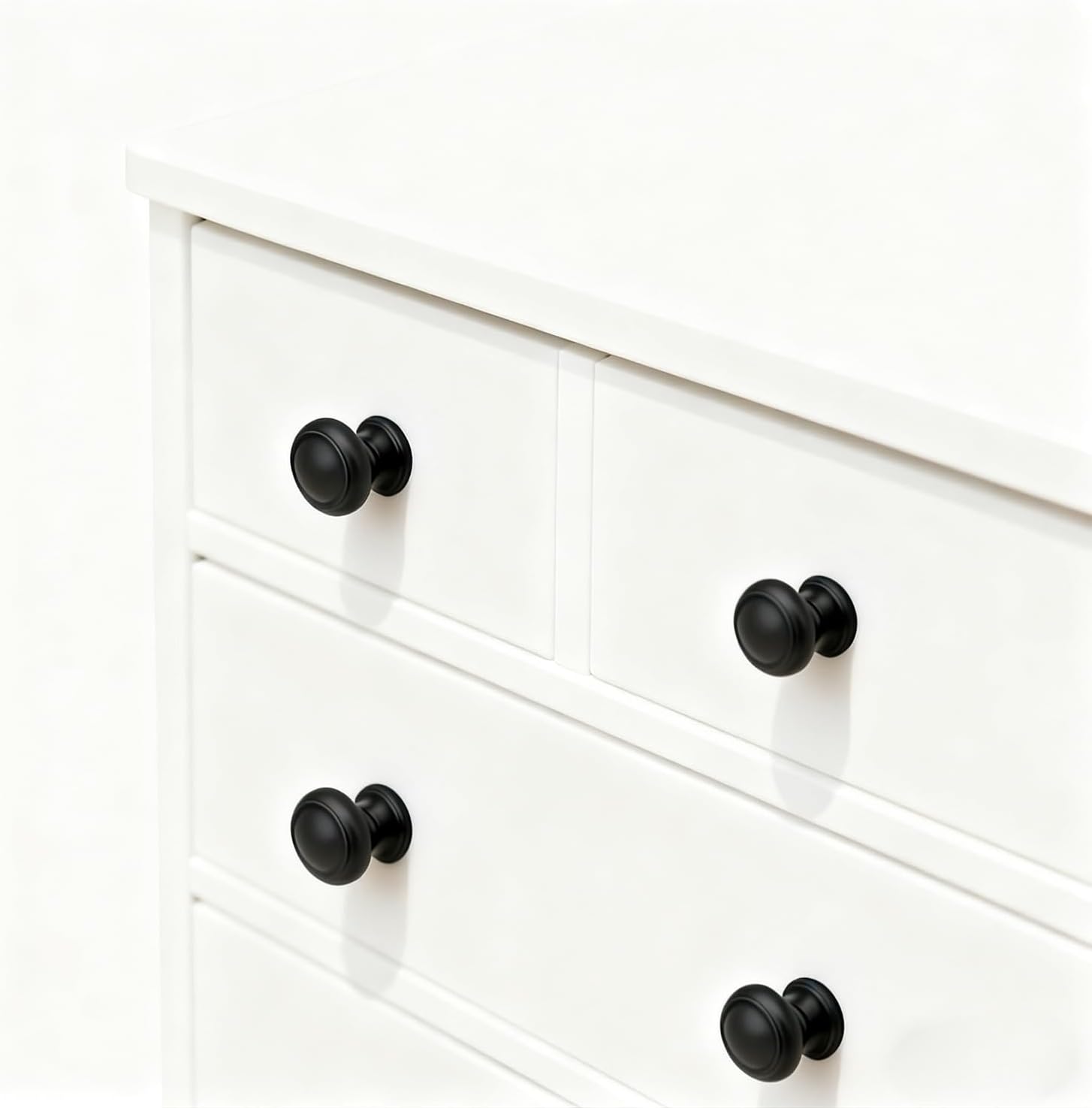 5 Pack Kitchen Cabinet Knobs,Drawer Knobs for Dresser,Heavy Duty Zinc Alloy Vintage-Style Silver Single-Hole Vanity Handle,Black Matte