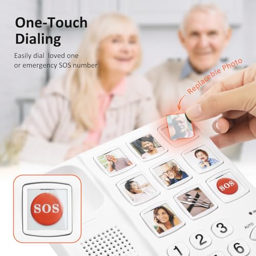 Big Button Phones for Elderly and Dementia Sufferers Loud Ringer House Landline Telephone with Speed Dialing Volume Control, Hands-free Corded Phones for Hearing, Visually Impaired - Image 4