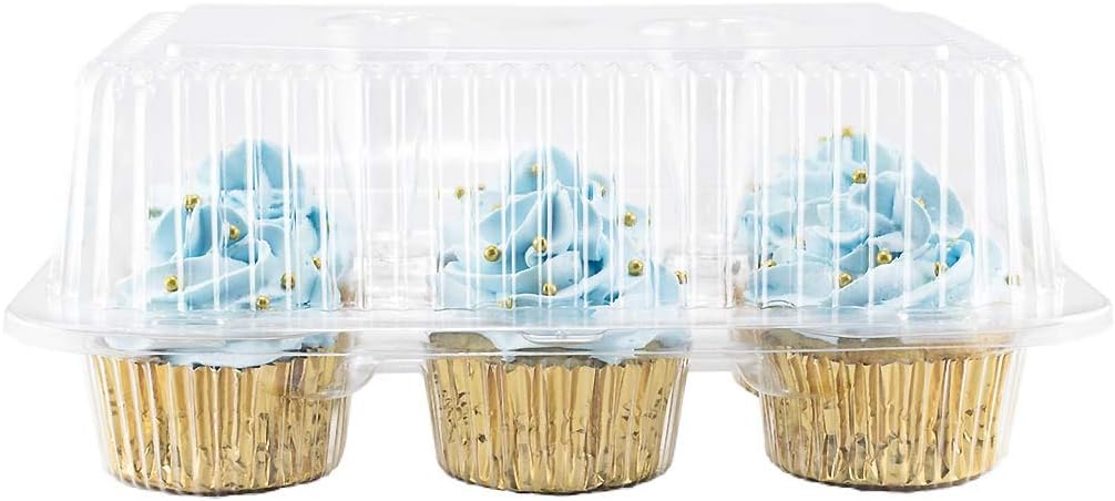 Katgely 6 Cavity Cupcake Containers with Deep Dome (Pack of 50)
