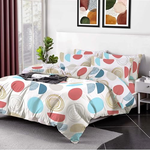 RAYBedding 4PCS Double Duvet Cover Bed Set 100% Egyptian Cotton 400 TC Floral Pattern Duvet Cover Double Set With Printed Fitted Sheet & Pillow Cases 2 Pack