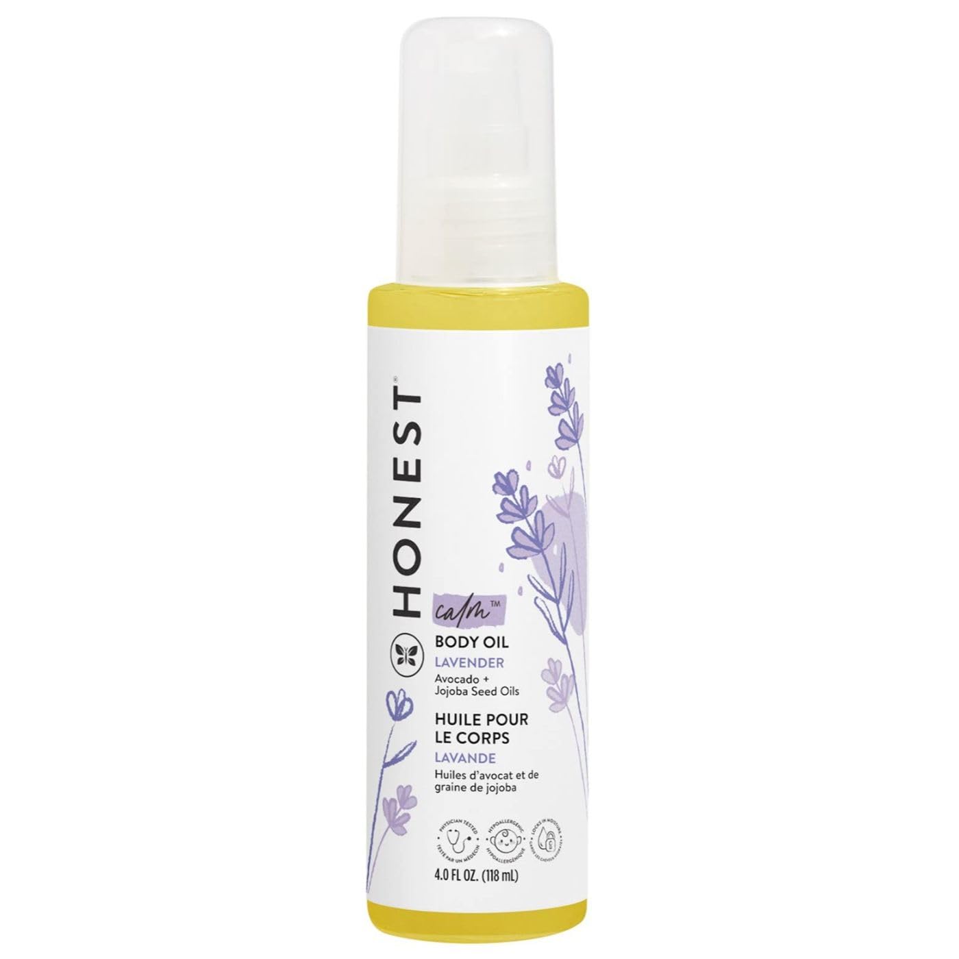The Honest Company Lavender Infused Calming Body Oil | Gentle for Baby | Organic, Plant-Based, Hypoallergenic | 4.0 fl oz : Baby