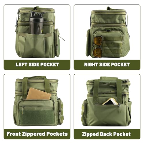 XTGVZ Insulated Lunch Bag for Men, Large Mens Lunchbox for Work, Adult Lunch Box with Dual Compartments and Water Bottle Holder, Heavy Duty Double Decker Lunch Bag for Travel, Construction（Green） 24L — view 4