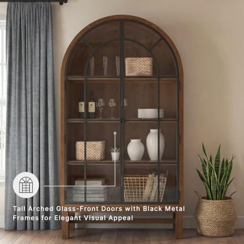 Image of Signature Design by Ashley Basinger Glass Door Display Cabinet, Brown