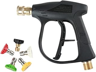 Riloer Pistola de lavadora de alta pressão com 5 bocais de conexão rápida, pistola de lavagem de alta pressão, pistola de espuma de neve de liberação rápida, conjunto de armas de alta pressão