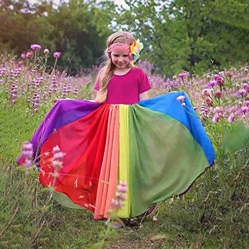 LNICEAR Toddler Kids Baby Girl Summer Dress Casual Rainbow Ruffle Tulle Princess Sundress Birthday Outfits3