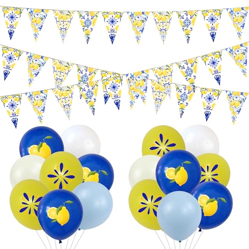 Bannière triangulaire avec ballons imprimés thème mer pour buffet et goûter