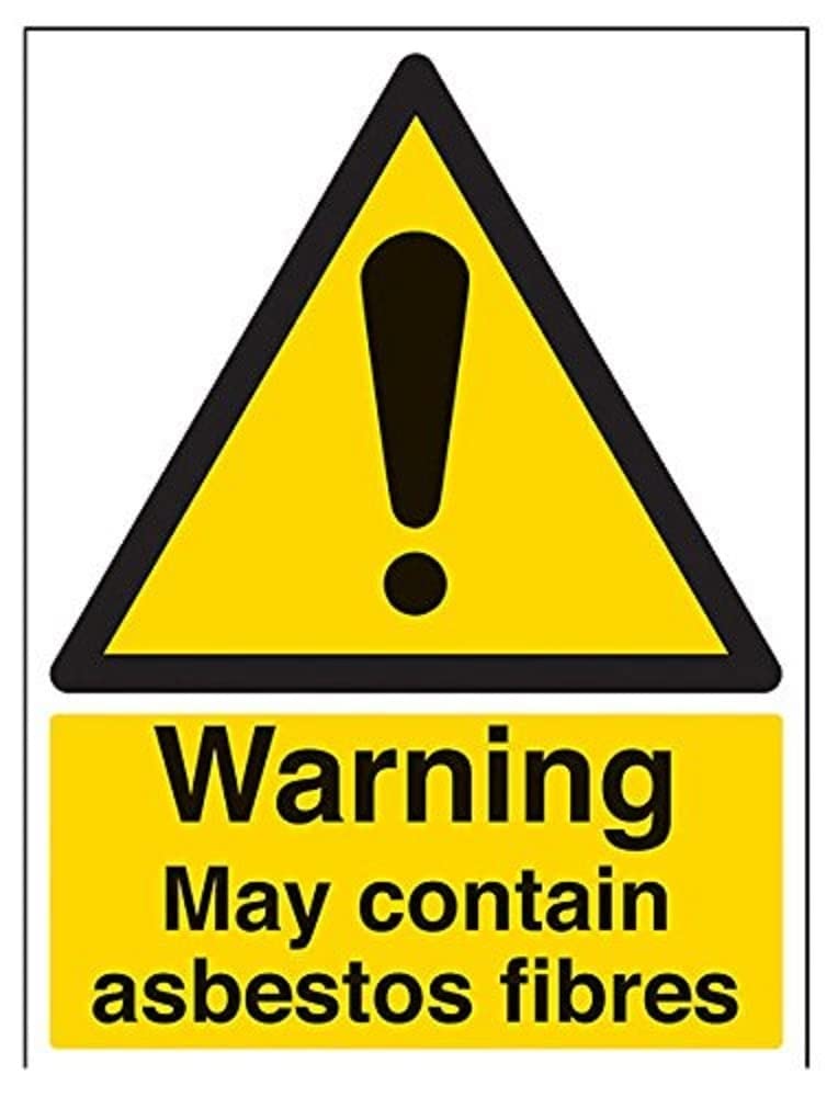V Safety Warning Asbestos Fibres Warning Sign - 300mm x 400mm - 1mm Rigid Plastic