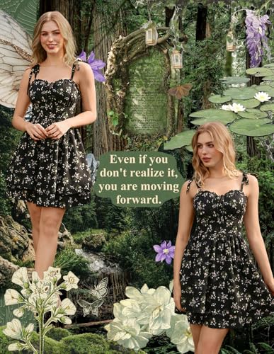 Image of Scarlet Darkness Floral Mini Dress for Women Corset Graduation Sundress