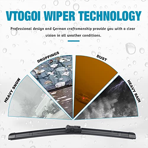 Vtogoi Wiper Blades With Rear Wiper Blades Set For Volkswagen Tiguan 2007-2017,Automotive Replacement Windshield Wiper Blades, That Meet Oem Quality Easy Diy Install 24"+21"+13"(Set Of 3) #TOP4
