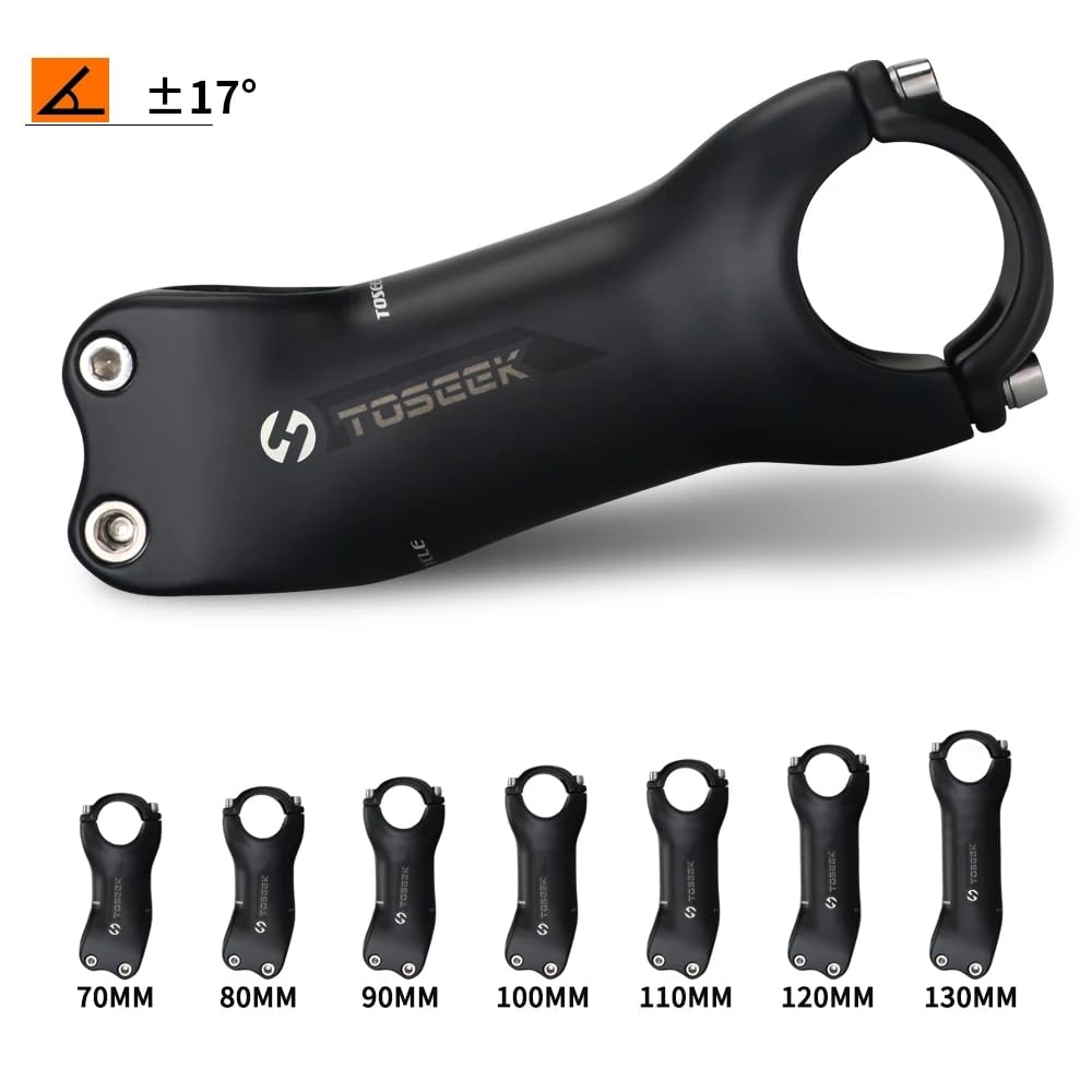 Attacco Manubrio Mtb Accessori for bici con attacco manubrio in carbonio nero opaco Attacchi manubrio da 31,8 mm Parti di biciclette da 6 o 17 gradi Attacco Manubrio Bici Da Corsa(17 Degrees 70mm)
