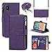 Jaorty iPhone Xs Phone Case Wallet for Women Men with Credit Card Holder, iPhone X Crossbody Case with Strap Shoulder Lanyard, Zipper Pocket PU Leather Cases for iPhone Xs,5.8 Inch Purple