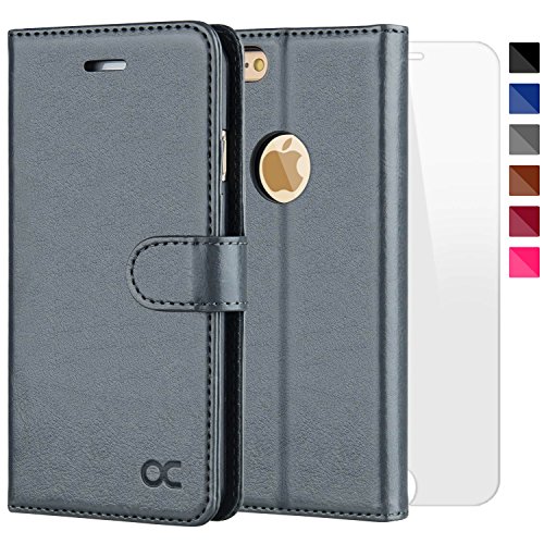 OCASE iPhone 6S Case [Free Screen Protector Included] Leather Flip Wallet Case