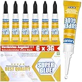 Sekundenkleber Flüssig (6er-Pack x 3g) – extra stark & wasserfest Superkleber für schnelle,...