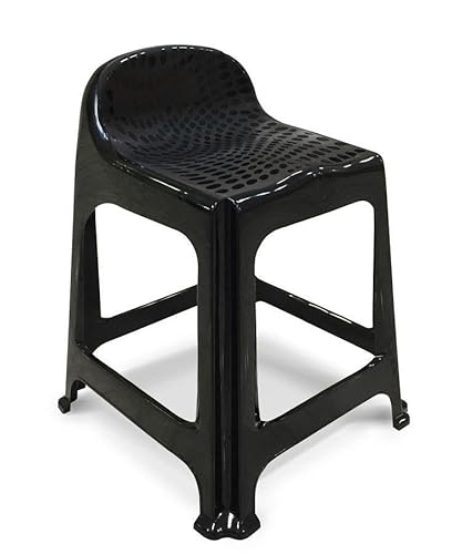 Kit com 2 Banquetas Plástica com Encosto Preta Arqplast