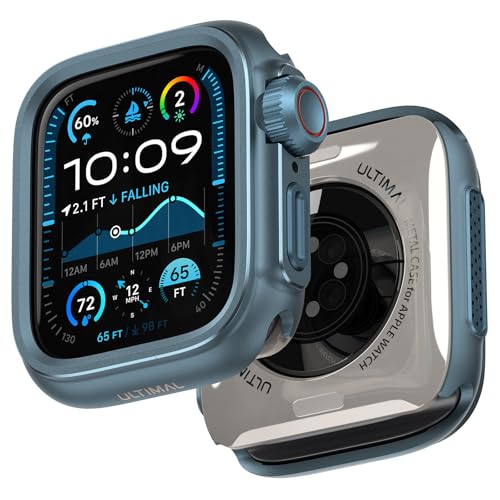 Image of ULTIMAL Metal Case Compatible with Apple Watch Series SE3 /SE2 /SE /6 /5 /4 44mm with Back Cover, Military Grade Shockproof Protective Case, Rugged Cover for iWatch 44mm (Blue)