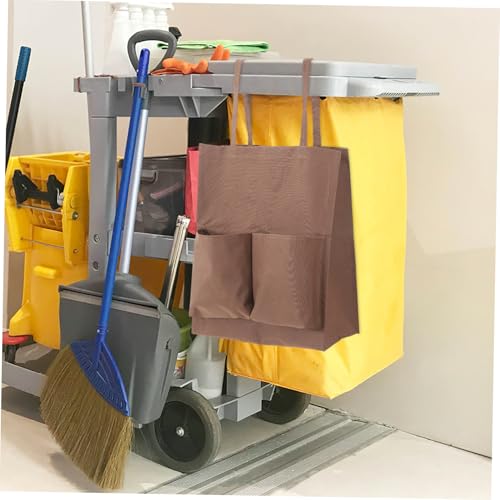 Image of Janitorial Cart Bag, 17.68x15.72x7.86in Replacement Cart Trash Collecting Amenity Bag for Housekeeping Commercial Janitorial Cleaning, Coffee
