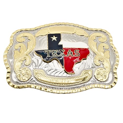 Generic 1001 Texas State Map Flag Large Huge Rodeo Western Gold Tone Belt Buckle cover