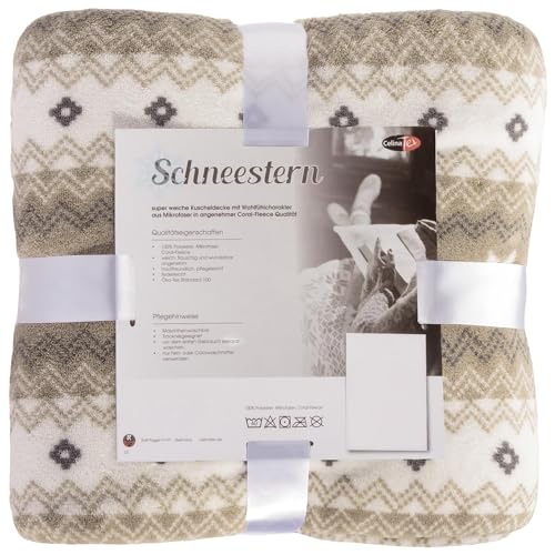 CelinaTex Decke mit Ärmeln und Fußtasche Flauschige Kuscheldecke 150 x 180 cm Taupe und Creme weiß Mikrofaser Fleece Oeko-TEX Schneestern – Ansicht 2