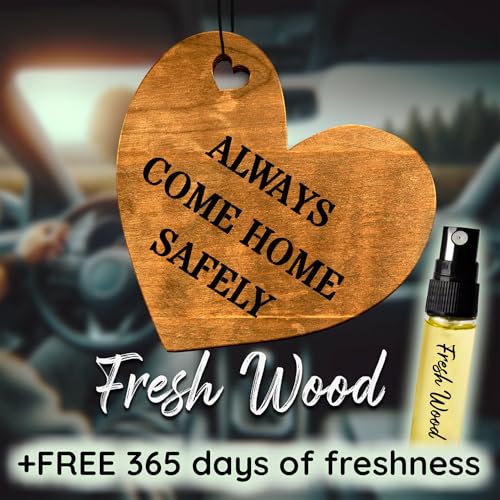 Image of Car Fragrance for 365 Days FreshWood Always Come Home Safely ❘ Rear View Mirror Air Freshener ❘ Mirror Car Hanging Ornament ❘ Gift for Him ❘ Gift for Her ❘ Hanging Car Freshener ❘ Love Gift