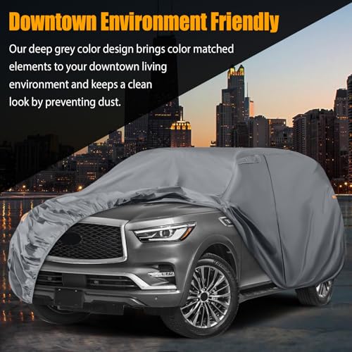 Image of Waterproof Premium Car Covers Replace for 2004-2025 Infiniti QX80 / Nissan Armada, 10 Layers Heavy Duty with Cotton Liner Car Cover with Zipper Door, Windproof Bands for Snow Rain Dust Protection
