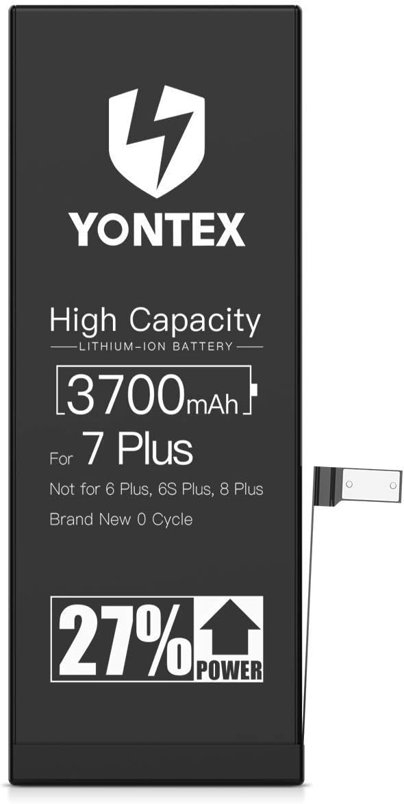 YONTEX 3700mAh Replacement Battery Compatible with iPhone 7 Plus, High Capacity Battery with Repair Tools, Adhesive Strips and Screen Protector