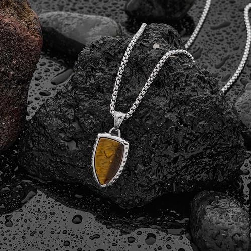 Stainless Steel Necklace for Men Shield Pendant Necklaces for Men, Durable & Fade-Resistant, Stylish Jewelry Gift for Him