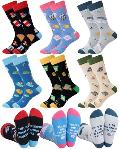 Novelty Accountant Socks, 6 Pairs