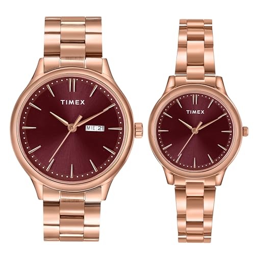 Image of TIMEX Analog Watch for Pair with Round Dial & Water Resistant Couple's Wrist Watches
