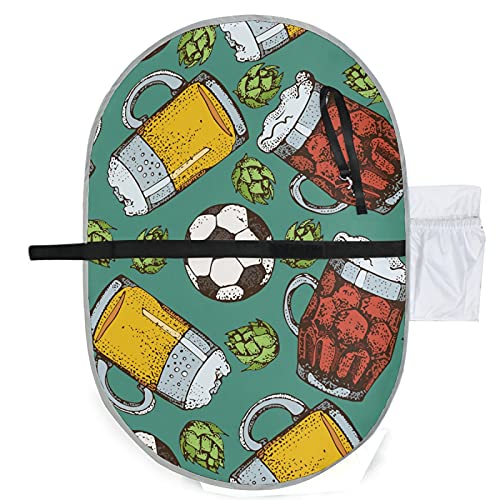 Mnsruu Cambiador de pañales plegable para orinar, taza de cristal de cerveza, pelota de fútbol impermeable, cambiador de bebé para recién nacido