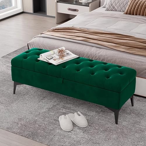 Banc à chaussures en velours capitonné et son coffre de rangement discret pour l'entrée