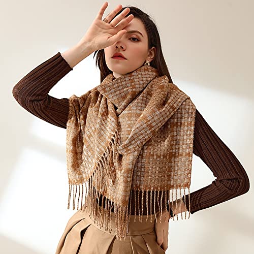 Sciarpe Foulard Sciarpa Sciarpa Donna Imitazione Cashmere Tassel Sciarpe Inverno Femmina Calda Plaid Sciarpa Scialle Scialle Avvolgere A Metà Lunghezza Fringed Sciarpe Regalo Scialle Stole ( Color : C