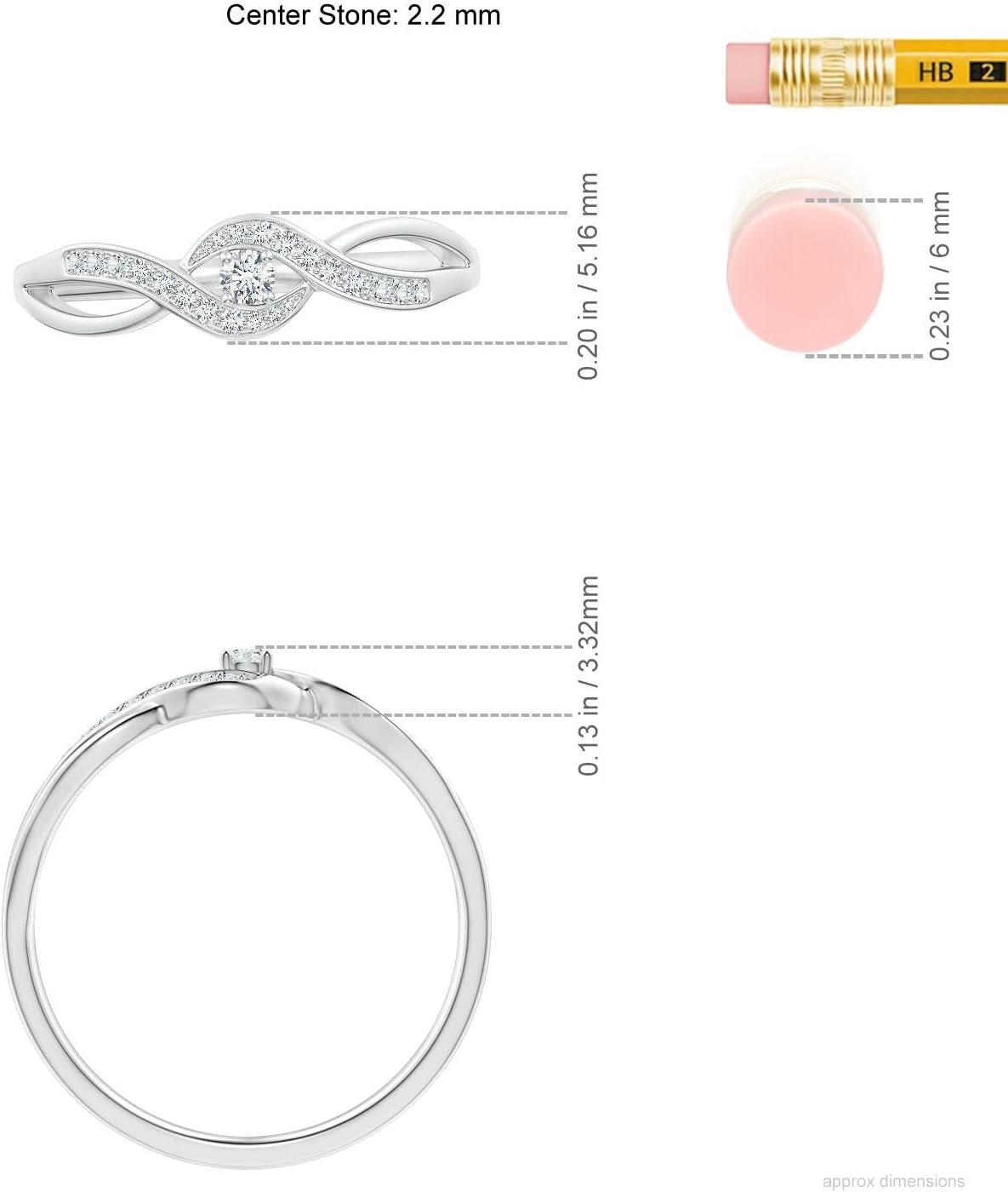Angara Solitaire Round Diamond Infinity Promise Ring in Sterling Silver/14K Solid Gold/Platinum | Natural Diamond Side Stone Ring for Women | April Birthstone Jewelry Gift