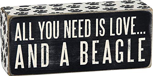 Primitives by Kathy Paw Print Trimmed Box Sign, 2.5-Inch by 6-Inch, Beagle