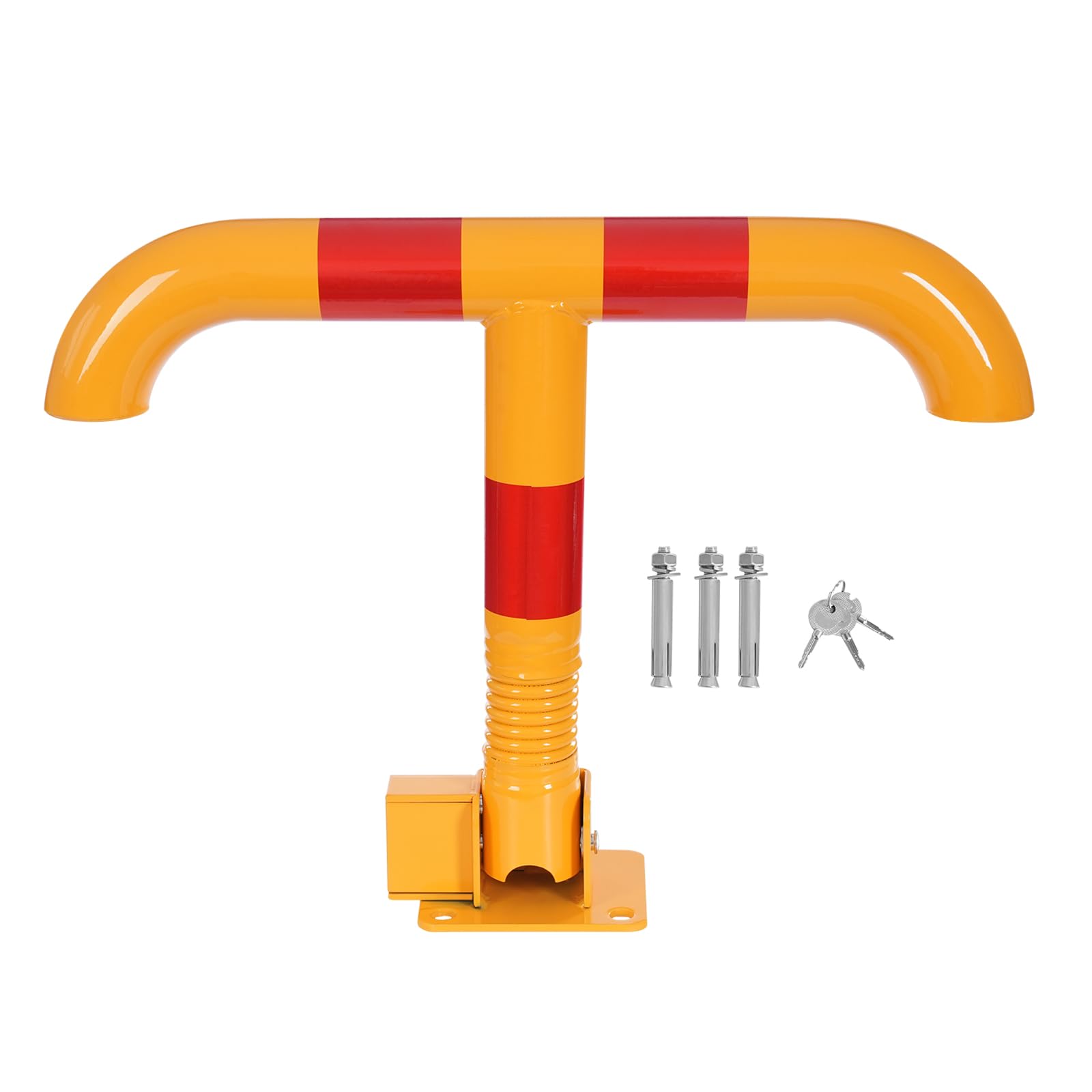 Safety Bollards Parking Post w/ 3 Keys, Parking Barrier Spring Type T-Folding Parking Post Heavy Duty Garage Lock Car Parking Lock, for Shopping Malls, Hotels, Office Buildings