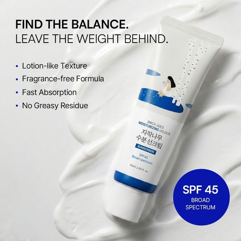 ROUND LAB Birch Juice Moisturizing UV LOCK SPF 45, 1.69 Fl Oz, Hydrating Lotion-like Lightweight Glow Sunscreen for Sensitive Skin, No White Cast, Fragrance-Free, Protector Solar, Korean Sunscreen thumbnail