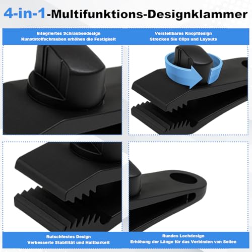 Qnvyw Planenclips 15-TLG Set - Starke Klemmschrauben für Poolabdeckung, Planenbefestigung für Wohnmobile, Sonnensegel & Gewächshausfolien