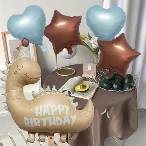 Image of Dinosaur Animal Balloons Nude Dino Birthday Foil Balloons for Dinosaur themed Baby Shower,Girl Boys,Kids Birthday Party Decorations Supplies 2 Pcs 35 Inch