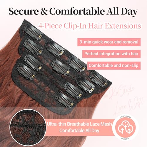 Image of KooKaStyle Wavy Thick Clip in Hair Extensions 24 inch Auburn