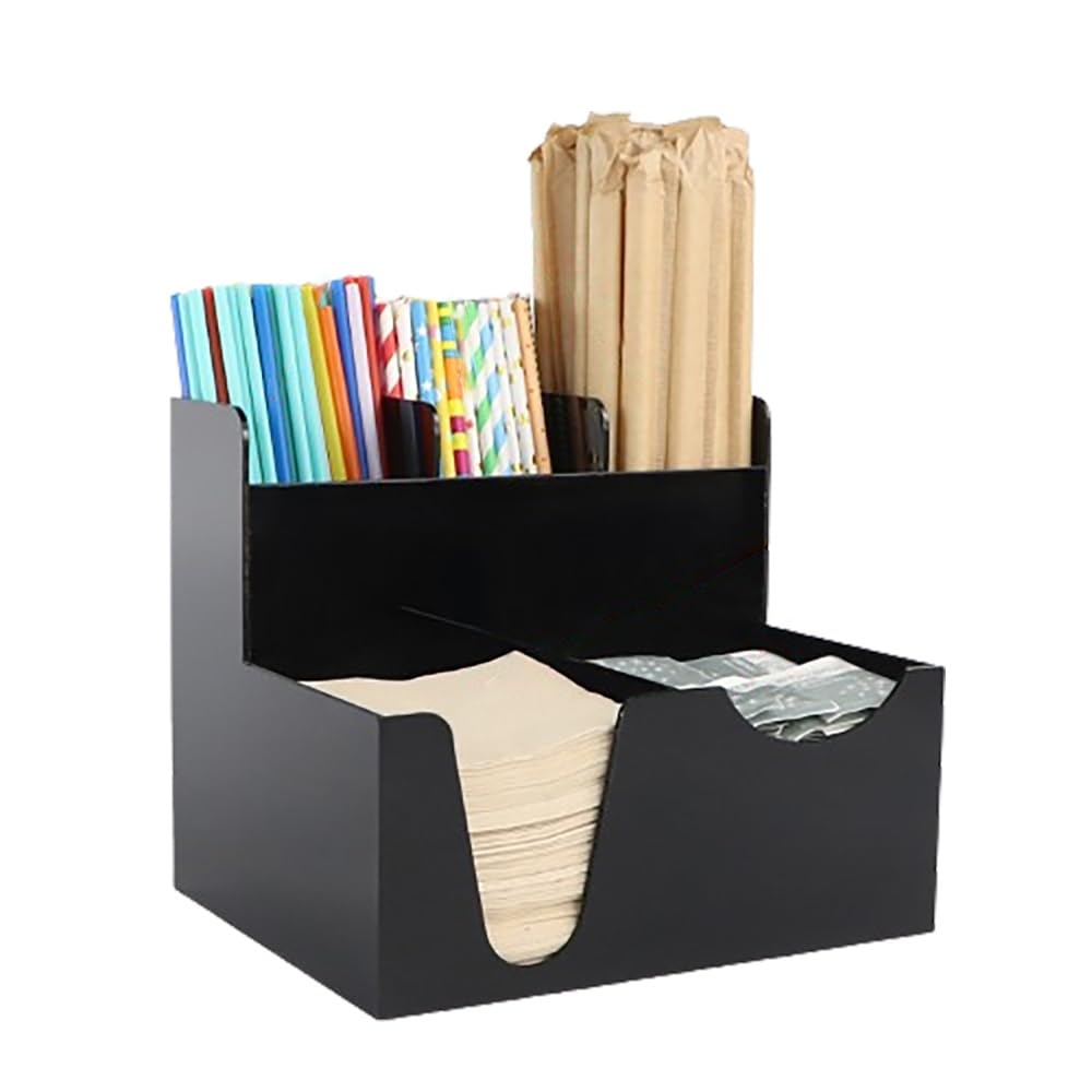 nizerStylish - Dispensador de servilletas y popotes para cóctel, color negro, tamaño Cperfecto para bar en casa y entretenimiento