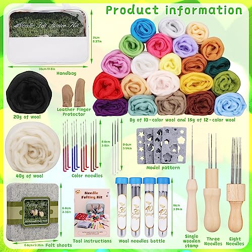 image for Mayboos Needle Felting Kit, 24 Colors Wool Roving Set, Needle Felting 
