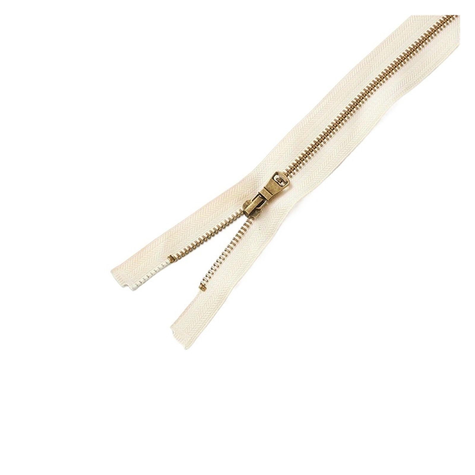 Duty Single Slider Metal Zip 5 Bronze Teeth 3pcs Multicolor 40-80cm(Beige,70CM-3PCS)