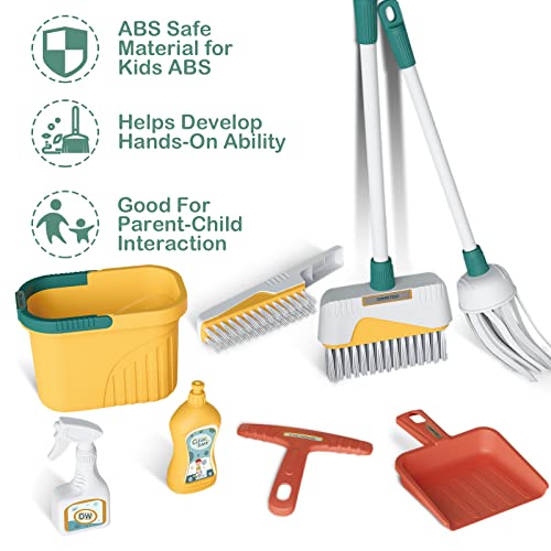 Deao Kids Cleaning Set 8 Pcs Housekeeping Pretend Play Set Toddler Toy Cleaning Set Kids Broom And Mop Set For Ages 3+ Christmas Birthday Gift For Girls Boys #TOP4