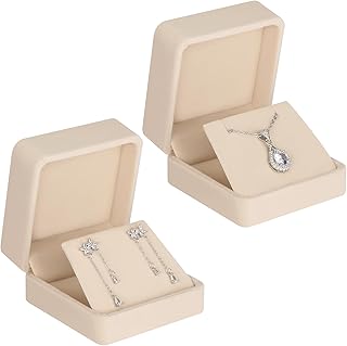 2 Pieces Velvet Earring Gift Box, Small Jewelry Storage Holder Display Boxes For Earring Stud Necklace, Jewelry Showcase With Stereo Display Cardboard (APRICOT)