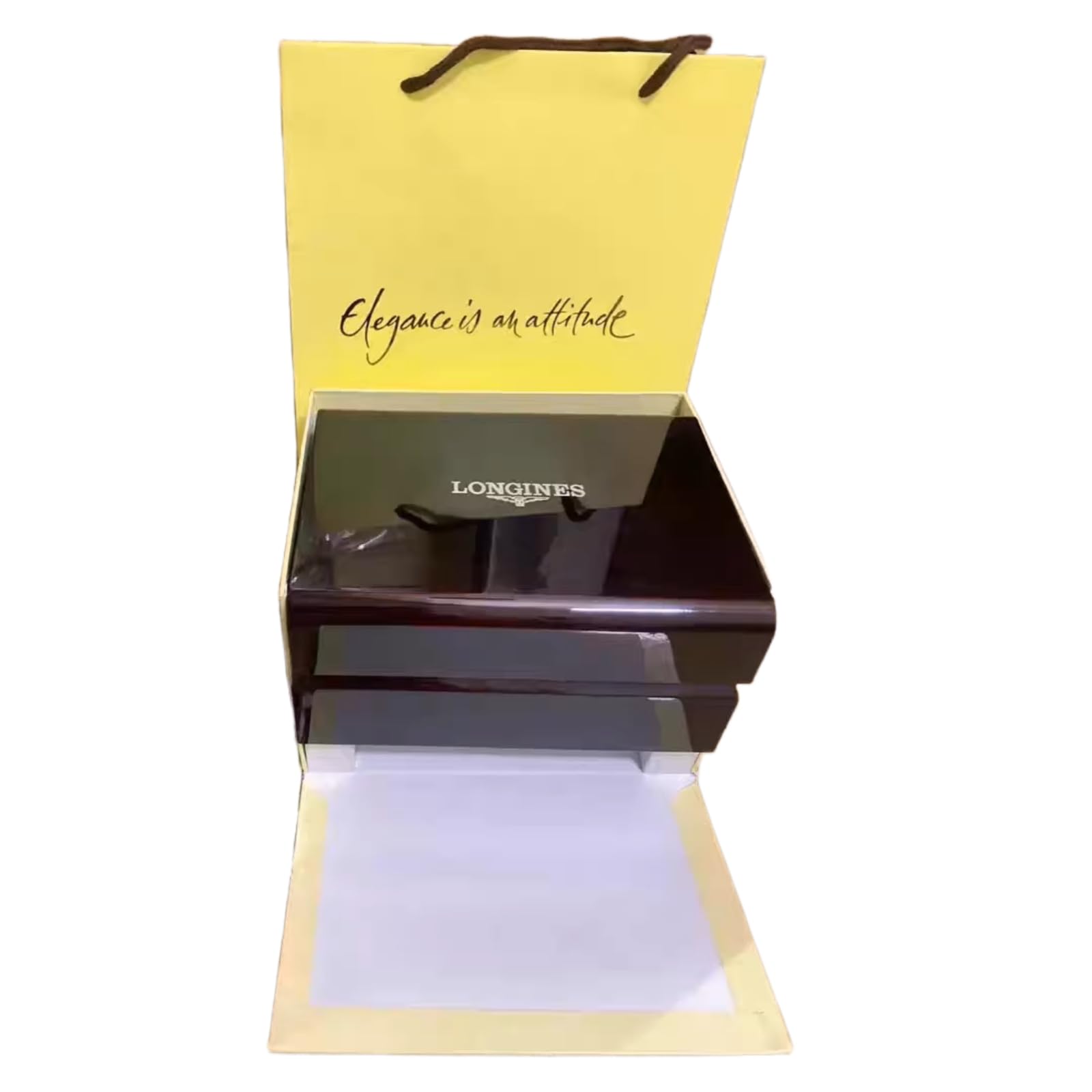 Caja Reloj Cuadrada Compacta Acabado Madera Azul Oscuro Almacenamiento Ahorro Espacio Crema para Longines La Grande Classique